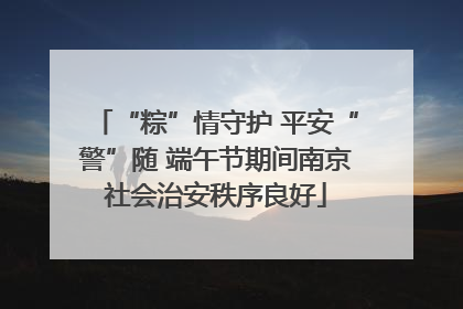 “粽”情守护 平安“警”随 端午节期间南京社会治安秩序良好