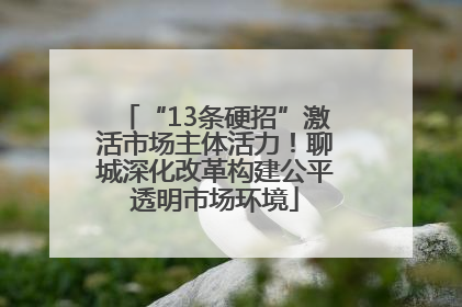 “13条硬招”激活市场主体活力！聊城深化改革构建公平透明市场环境