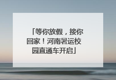 等你放假，接你回家！河南暑运校园直通车开启