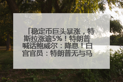 稳定币巨头暴涨，特斯拉涨逾5%！特朗普喊话鲍威尔：降息！白宫官员：特朗普无与马斯克交谈计划，他正考虑卖掉红色特斯拉