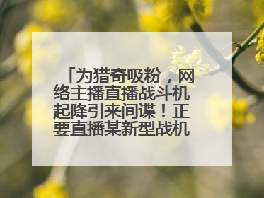 为猎奇吸粉，网络主播直播战斗机起降引来间谍！正要直播某新型战机试飞时……