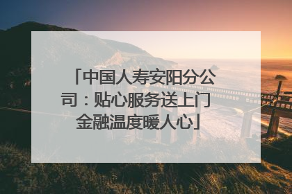 中国人寿安阳分公司：贴心服务送上门 金融温度暖人心