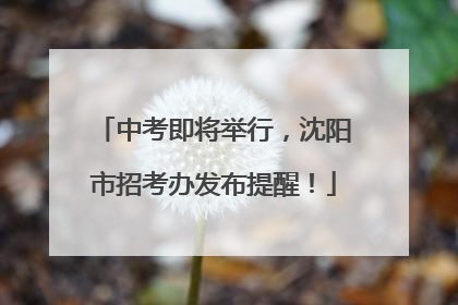 中考即将举行，沈阳市招考办发布提醒！