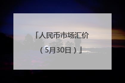人民币市场汇价（5月30日）