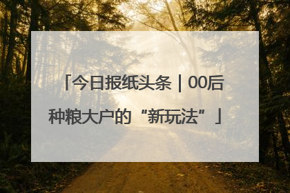 今日报纸头条｜00后种粮大户的“新玩法”