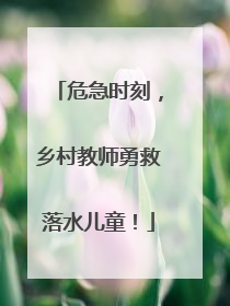 危急时刻，乡村教师勇救落水儿童！