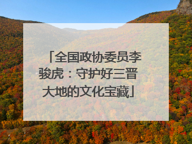 全国政协委员李骏虎：守护好三晋大地的文化宝藏