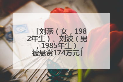 刘燕（女，1982年生）、刘波（男，1985年生），被悬赏174万元
