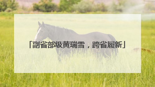 副省部级黄瑞雪，跨省履新