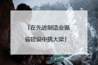 在先进制造业强省建设中挑大梁