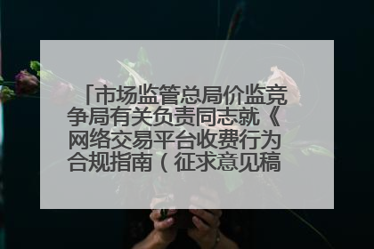 市场监管总局价监竞争局有关负责同志就《网络交易平台收费行为合规指南（征求意见稿）》答记者问