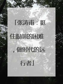 张涛甫：挺住眼前的困难，做时代的远行者