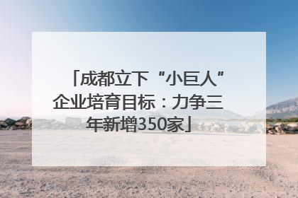 成都立下“小巨人”企业培育目标：力争三年新增350家