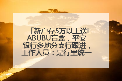 新户存5万以上送LABUBU盲盒，平安银行多地分支行跟进，工作人员：是行里统一的，进货渠道不清楚