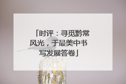 时评：寻觅黔常风光，于最美中书写发展答卷
