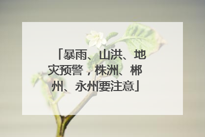 暴雨、山洪、地灾预警，株洲、郴州、永州要注意