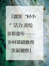 激发“村小”活力 共绘多彩童年——乡村基础教育发展观察