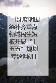 沈晓明围绕补齐重点领域民生短板开展“十五五”规划专题调研