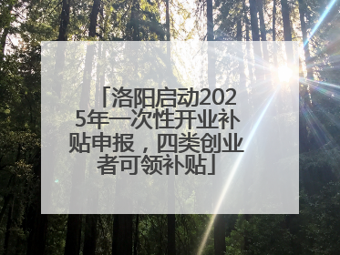 洛阳启动2025年一次性开业补贴申报，四类创业者可领补贴