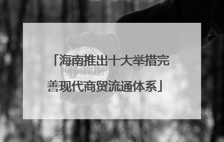 海南推出十大举措完善现代商贸流通体系