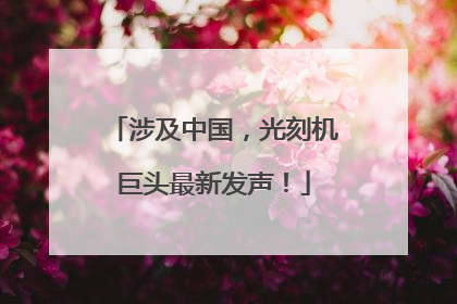 涉及中国，光刻机巨头最新发声！