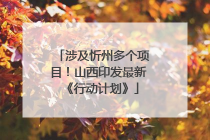 涉及忻州多个项目！山西印发最新《行动计划》