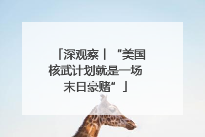深观察丨“美国核武计划就是一场末日豪赌”