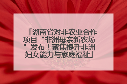 湖南省对非农业合作项目“非洲母亲新农场”发布！聚焦提升非洲妇女能力与家庭福祉