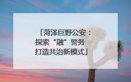 菏泽巨野公安：探索“融”警务 打造共治新模式