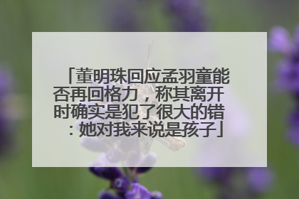 董明珠回应孟羽童能否再回格力，称其离开时确实是犯了很大的错：她对我来说是孩子