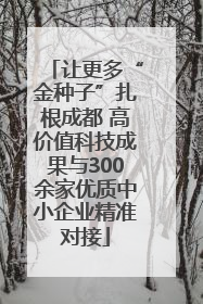 让更多“金种子”扎根成都 高价值科技成果与300余家优质中小企业精准对接