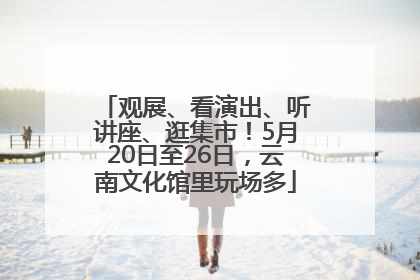 观展、看演出、听讲座、逛集市！5月20日至26日，云南文化馆里玩场多