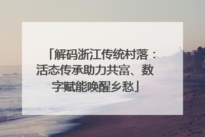 解码浙江传统村落：活态传承助力共富、数字赋能唤醒乡愁