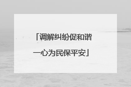 调解纠纷促和谐 一心为民保平安