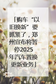 购车“以旧换新”要抓紧了，郑州宣布将暂停2025年汽车置换更新业务