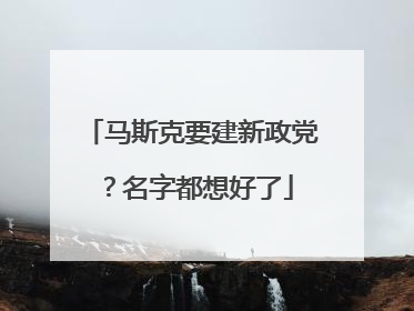 马斯克要建新政党？名字都想好了