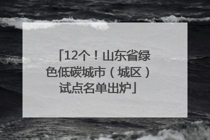 12个！山东省绿色低碳城市（城区）试点名单出炉