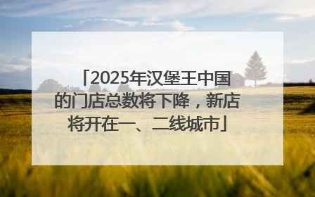2025年汉堡王中国的门店总数将下降，新店将开在一、二线城市